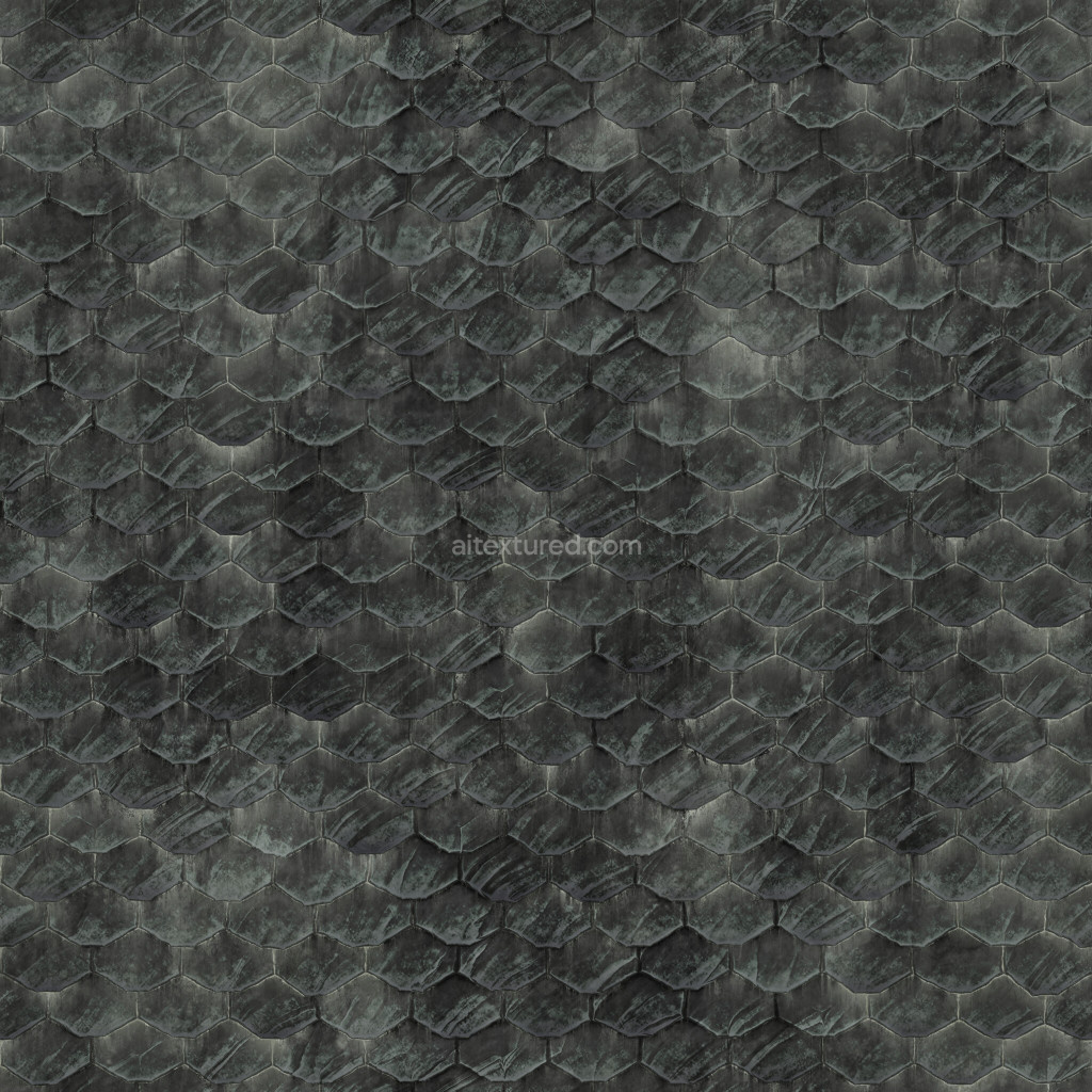 Seamless PBR roofing tiles texture in dark color