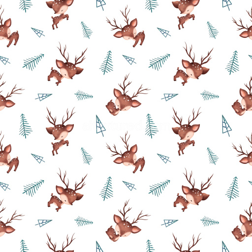 Pattern Bundle - Seamless 3D Pattern PBR Texture with Adorable Deer and Stylized Pine Needles texture preview