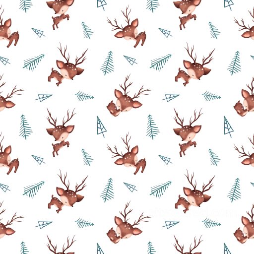 Pattern PBR Texture with Adorable Deer and Stylized Pine Needles seamless Pattern Bundle PBR texture