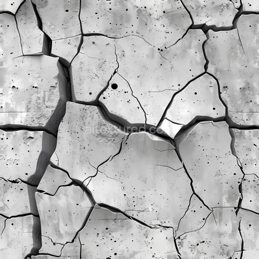 Seamless 3D cracked concrete PBR texture with deep fissures and chiseled surface