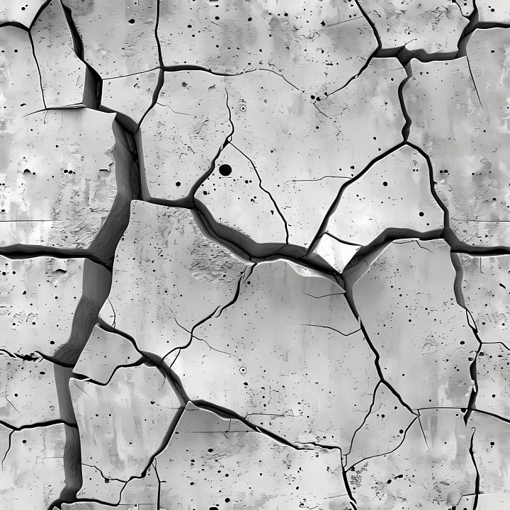 Cracked Concrete With Deep Fissures And Chiseled Surface seamless PBR texture preview