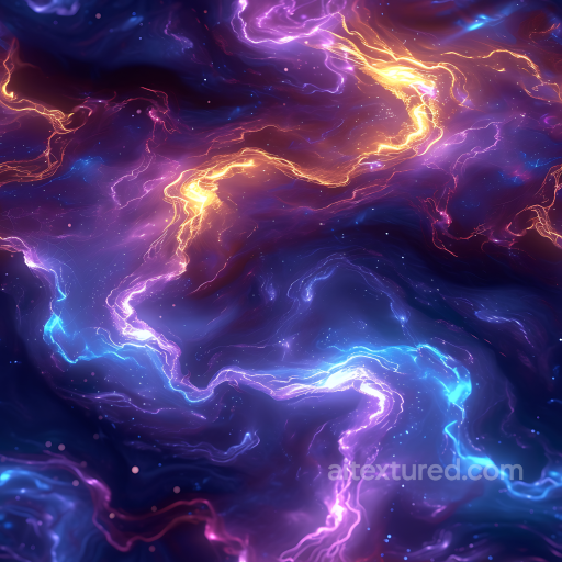 Space PBR Texture Featuring Vibrant Nebula with Glowing Energy Streams seamless Star, space, planets PBR texture