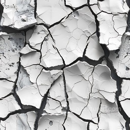 Cracked White Paint PBR Texture with Deep Fractures and Peeling Layers seamless Cracked & Holes PBR texture