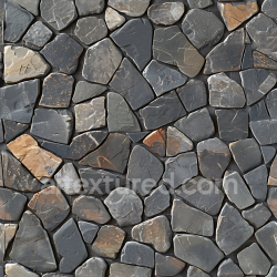 seamless Seamless 3D Dark Stone Cobblestone PBR Texture with Mixed Earthy Tones texture 8k free download PBR