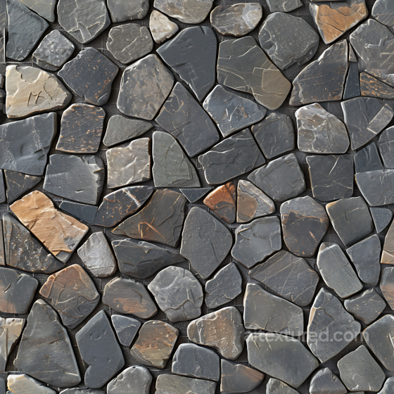Dark Stone Cobblestone PBR Texture with Mixed Earthy Tones Stone texture preview