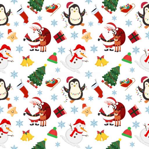 Pattern Bundle - Seamless 3D Pattern PBR Texture Featuring Colorful Christmas Icons and Snowflakes texture preview