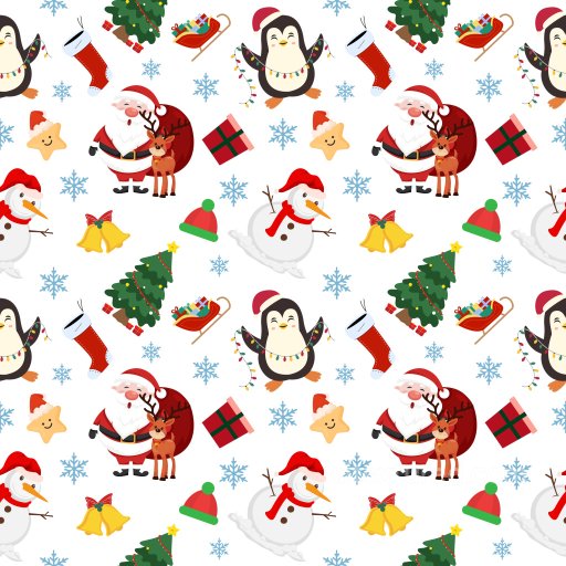 Pattern PBR Texture Featuring Colorful Christmas Icons and Snowflakes seamless Pattern Bundle PBR texture