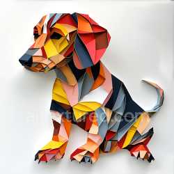 seamless Seamless 3D PBR Texture with Colorful Dachshund Origami Paper Style Pattern texture 8k free download PBR