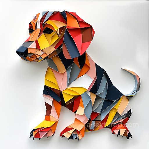Animal - Seamless 3D PBR Texture with Colorful Dachshund Origami Paper Style Pattern texture preview