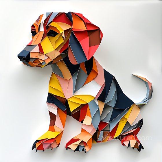 with Colorful Dachshund Origami Paper Style Pattern Animal texture preview