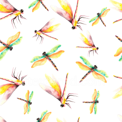 seamless Seamless 3D PBR Texture of Colorful Watercolor Dragonfly Illustrations on White Background texture 8k free download PBR