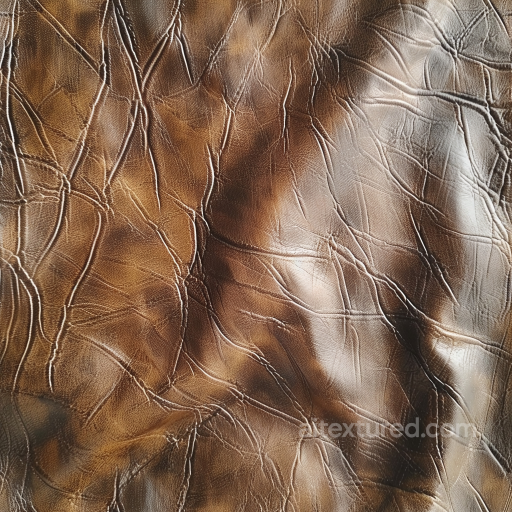 Cracked Brown Leather Texture with Detailed Wrinkles and Weathered Finish seamless Leather PBR texture