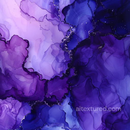 Alcohol Ink PBR Texture with Violet and Purple Fluid Swirls seamless Alcohol ink PBR texture