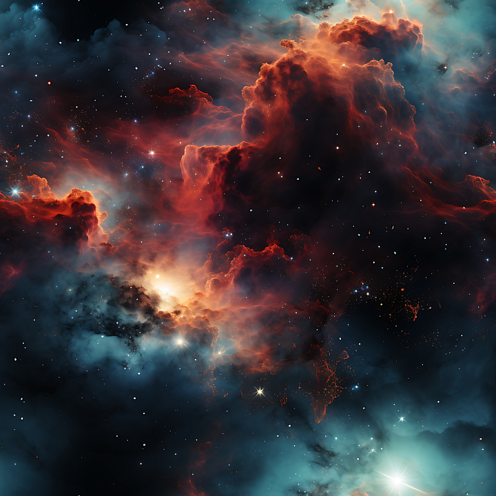 Space Featuring Fiery Nebula and Deep Cosmic Clouds seamless PBR texture preview