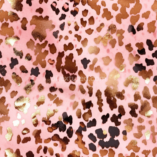 Preview — Seamless 3D PBR Leopard Print Fabric Texture with Pink Background and Gold Accents