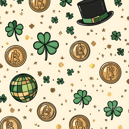 Featuring St Patrick's Shamrocks and Gold Coins seamless St patrick digital paper bundle PBR texture