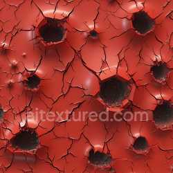 seamless Seamless 3D Cracked and Holed Red Metal PBR Texture with Jagged Fractures texture 8k free download PBR
