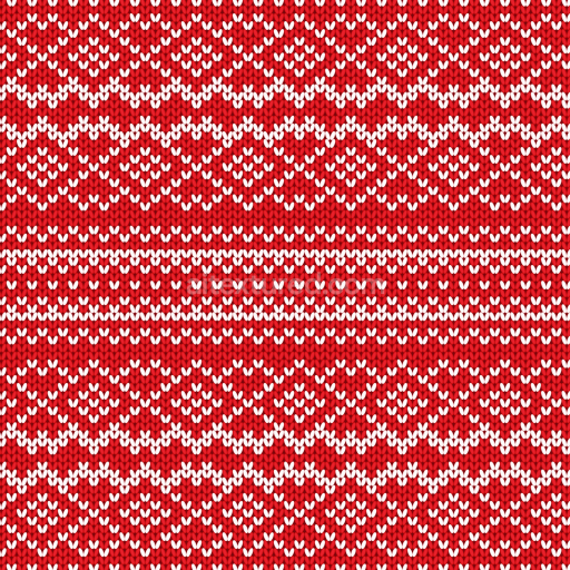 Seamless 3D PBR Texture of Red and White Nordic Knitted Fabric Pattern