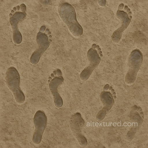 Seamless 8K PBR 3D Texture of Wet Muddy Footprints Surface seamless Footprints PBR texture