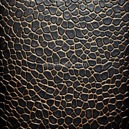 Seamless 3D PBR texture of black reptile skin with intricate scale creases
