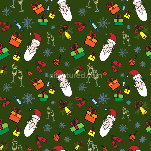 Seamless 3D PBR Christmas Digital Paper Texture with Festive Illustrations
