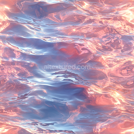 Seamless 3D Water PBR Texture Featuring Stylized Pink-Blue Wave Surface