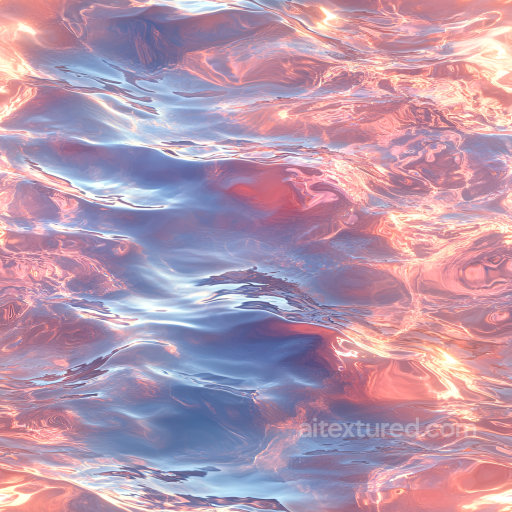 Water PBR Texture Featuring Stylized Pink-Blue Wave Surface seamless Water PBR texture