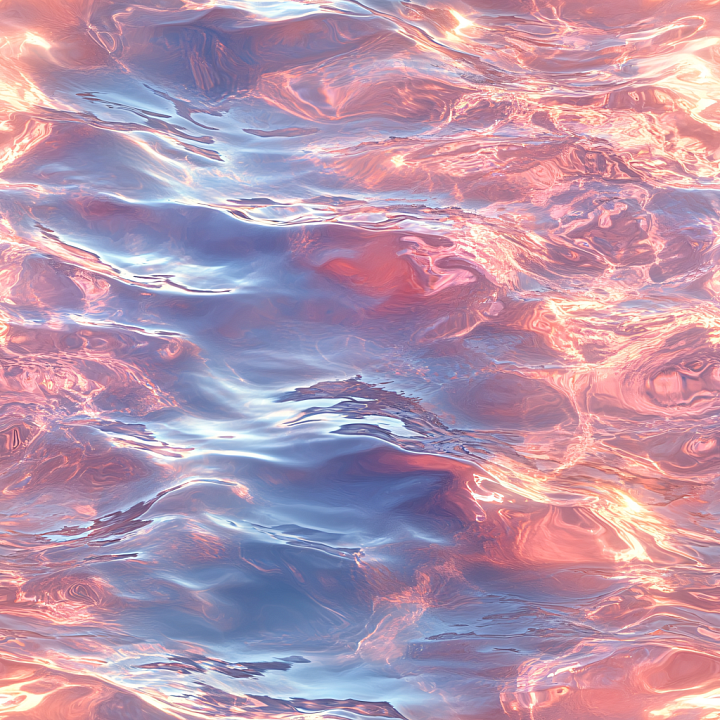 Water Featuring Stylized Pink-Blue Wave Surface seamless PBR texture preview