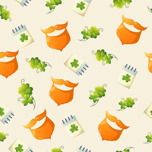 Seamless 3D PBR texture with St Patrick ginger beard and shamrocks