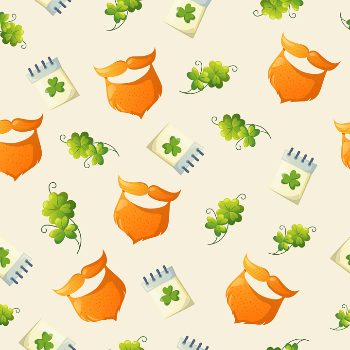 With St Patrick Ginger Beard And Shamrocks seamless PBR texture preview