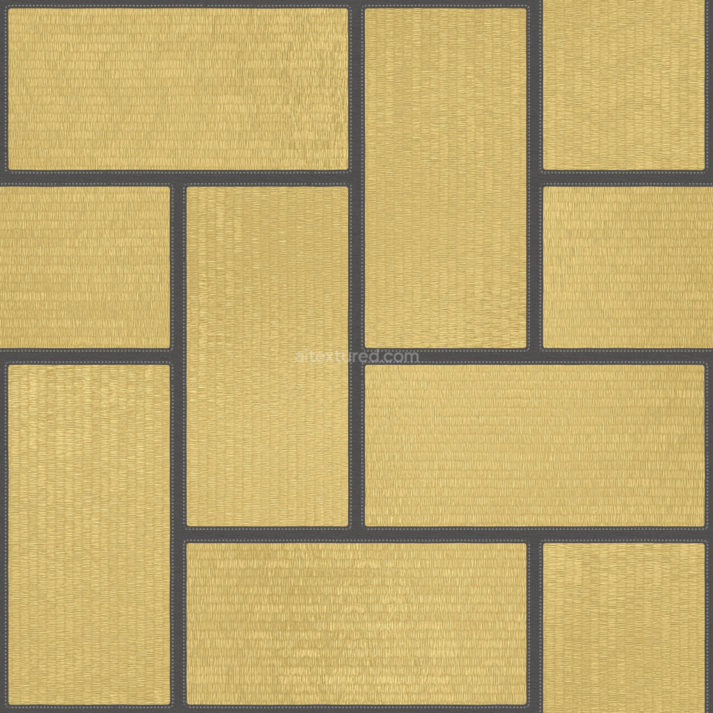 Seamless tatami PBR texture with detailed gold pattern