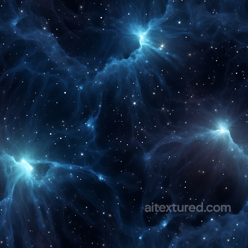 Space PBR Texture Featuring Blue Nebula Clouds and Starfield seamless Star, space, planets PBR texture