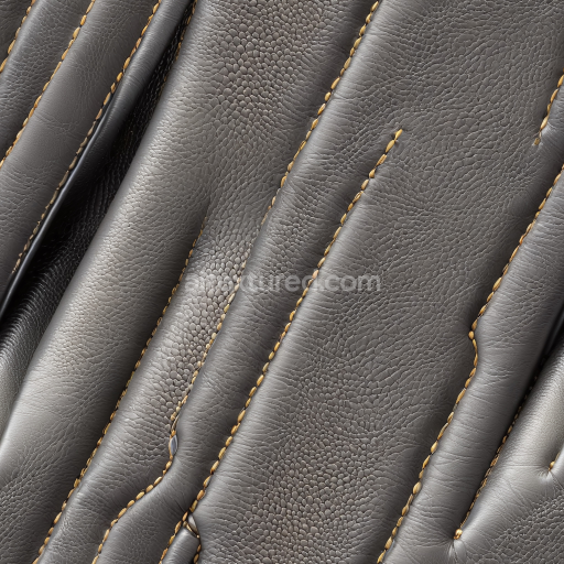Seamless 3D PBR Gray Pebbled Leather Texture with Distinct Stitching and Wrinkles