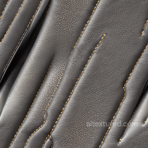 Gray Pebbled Leather Texture with Distinct Stitching and Wrinkles seamless Leather PBR texture