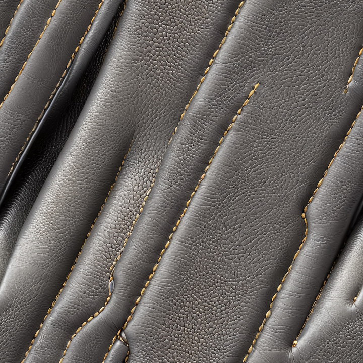 Gray Pebbled Leather with Distinct Stitching and Wrinkles seamless PBR texture preview