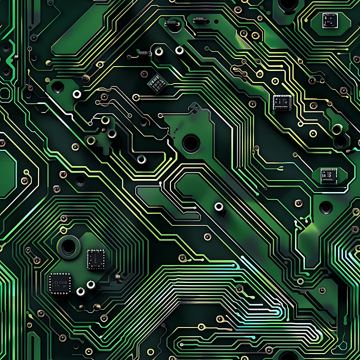 Futuristic Circuit Board Camouflage with Green and Black Lines seamless PBR texture preview