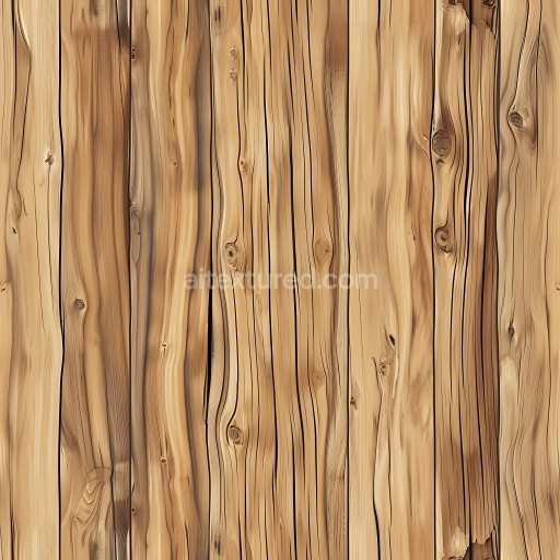 Seamless 3D Pine Wood Plank PBR Texture with Natural Grain and Knots