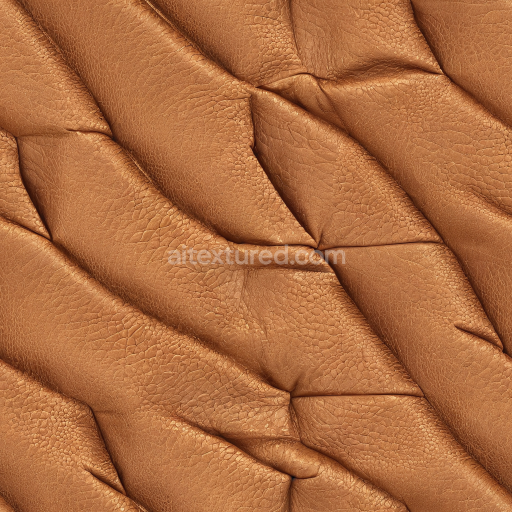 Seamless 3D PBR Wrinkled Tan Leather Texture with Detailed Grain and Folds