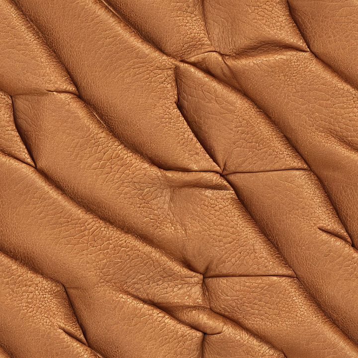 Wrinkled Tan Leather with Detailed Grain and Folds seamless PBR texture preview