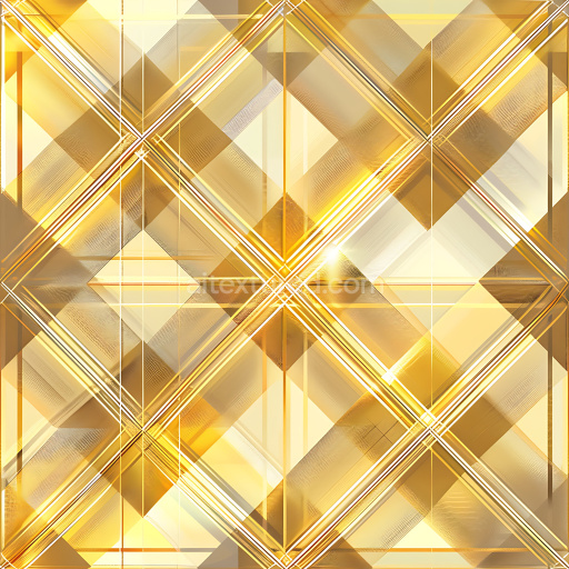 Seamless 3D PBR Plaid Texture with Layered Yellow and Amber Glass-like Pattern