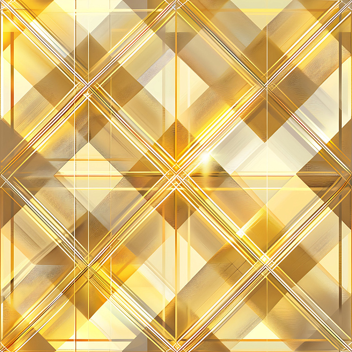 Plaid with Layered Yellow and Amber Glass-like Pattern seamless PBR texture preview