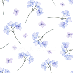 seamless Seamless 3D PBR Texture of Blue Hydrangea Watercolor Flowers on White texture 8k free download PBR