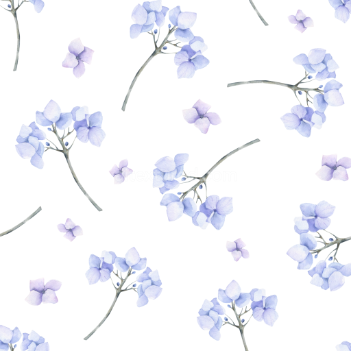 Preview — Seamless 3D PBR Texture of Blue Hydrangea Watercolor Flowers on White