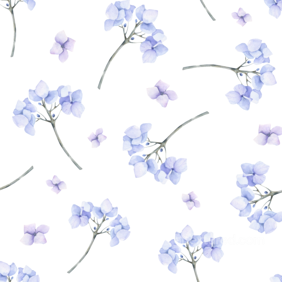Watercolor Greenery Texture of Blue Hydrangea Watercolor Flowers on White watercolor greenery texture preview