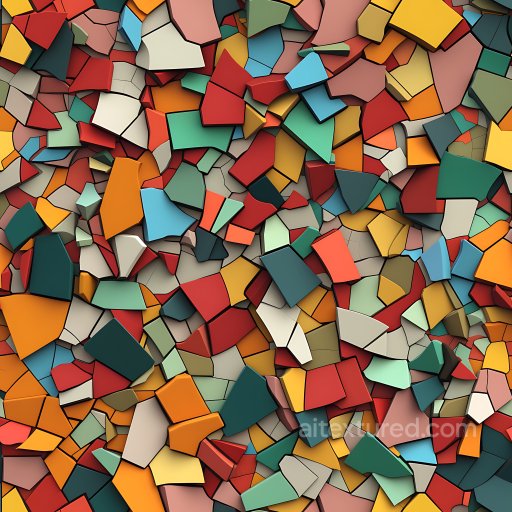 Cracked & Holes PBR Texture Featuring Vibrant Shattered Ceramic Pieces seamless Cracked & Holes PBR texture