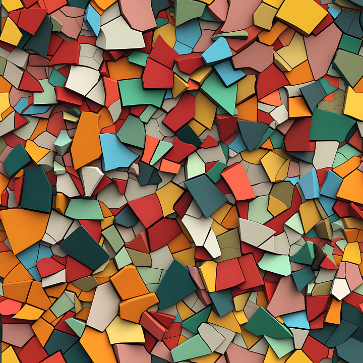Cracked & Holes Featuring Vibrant Shattered Ceramic Pieces seamless PBR texture preview