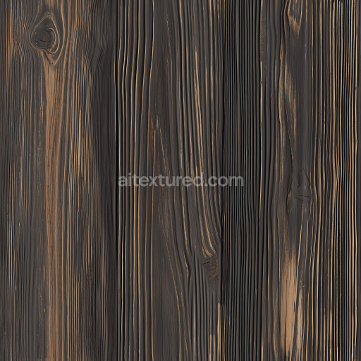 Seamless 3D Charred Wood Planks PBR Texture with Deep Grain and Knots