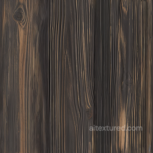 Charred Wood Planks PBR Texture with Deep Grain and Knots seamless Wood PBR texture