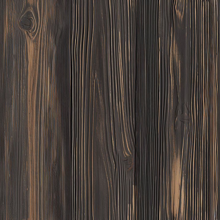 Charred Wood Planks with Deep Grain and Knots seamless PBR texture preview