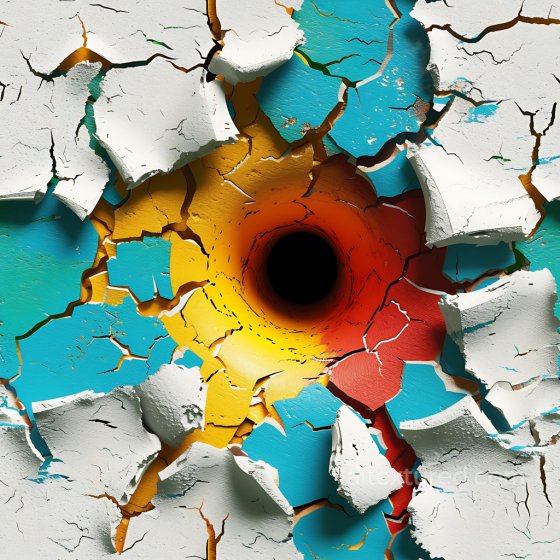 Cracked Painted Surface Texture Featuring Central Hole and Multicolored Peeling Paint Cracked & Holes texture preview